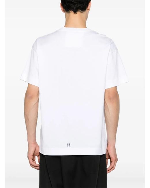 Givenchy White Logo-Print Cotton T-Shirt for men