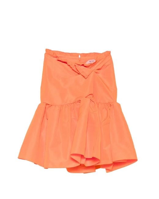 N°21 Orange Ruffled-Trim Knotted Skirt