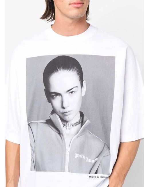 Palm Angels Gray X Sims Photograph-Print T-Shirt for men