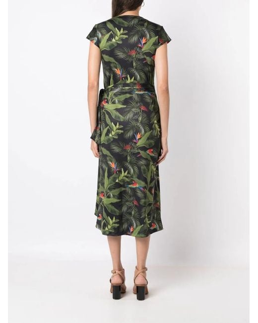 Lygia & Nanny Green Falcão Kleid Mit Botanischem Print