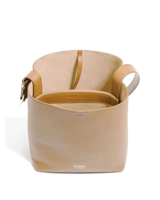 Bimba Y Lola Natural Medium Carlino Leather Shoulder Bag