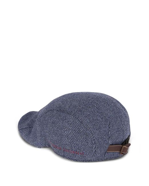 Brunello Cucinelli Blue Striped Newsboy Cap for men
