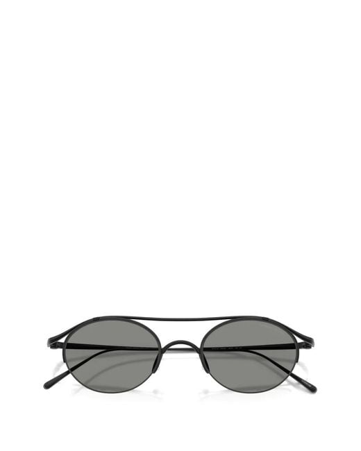 Giorgio Armani Gray Round Browline Sunglasses for men