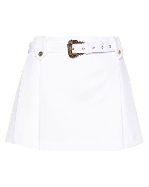 Versace White Pleat-detail Crepe Mini Skirt