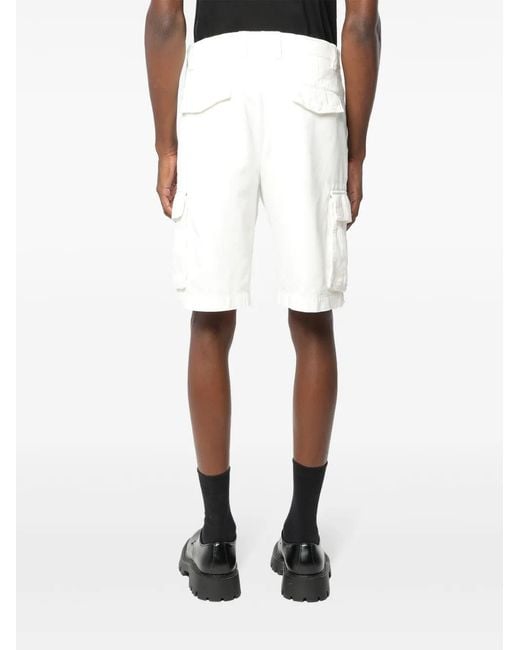 Brunello Cucinelli White Cotton Cargo Shorts for men