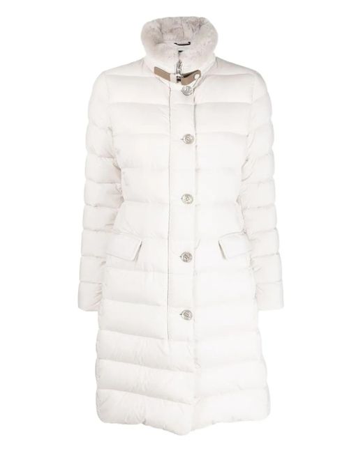Moorer White Vetiver-S3 Quilted Rabbit-Fur Collar Jacket
