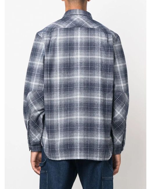 Woolrich Blue Check-Pattern Button-Up Shirt for men