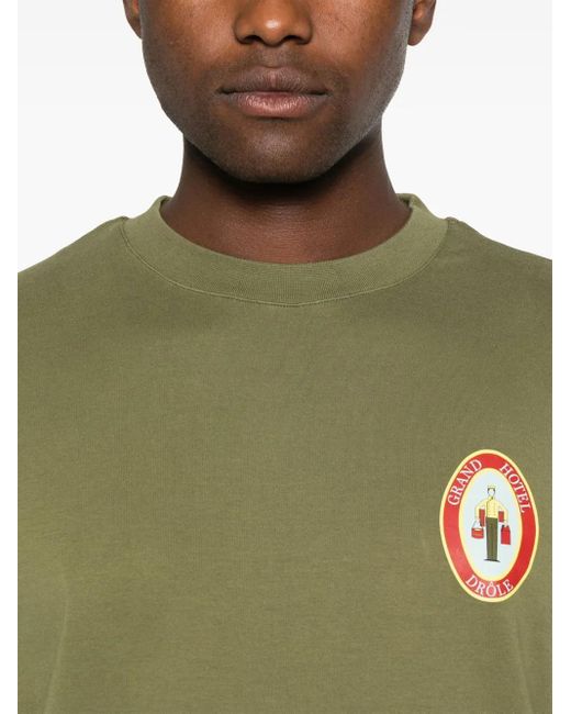 Drole de Monsieur Green Graphic-Print T-Shirt for men