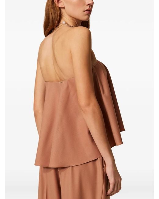 Twinset Brown High-Low Strapless Top