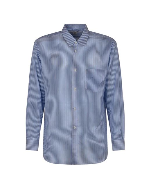 Comme des Garçons Blue Chemise À Poche Poitrine Et Rayures Verticales for men
