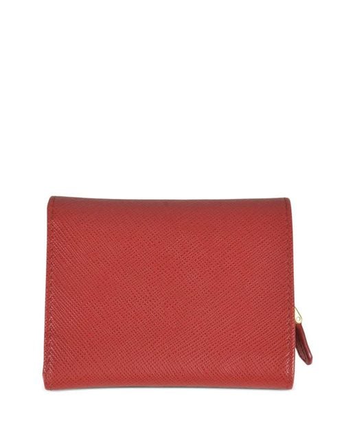 Prada Red Logo-Plaque Wallet