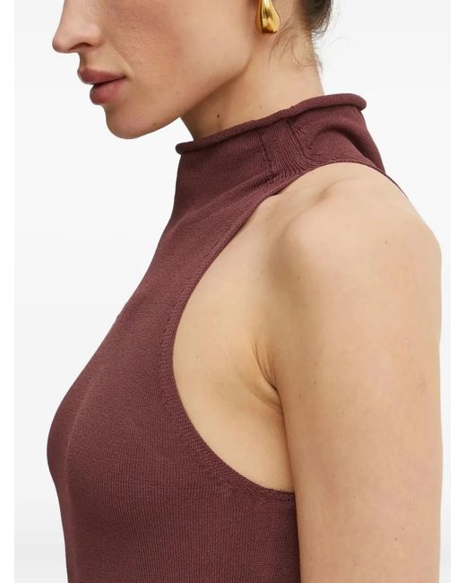 Liviana Conti Purple High-Neck Sleeveless Maxi Dress