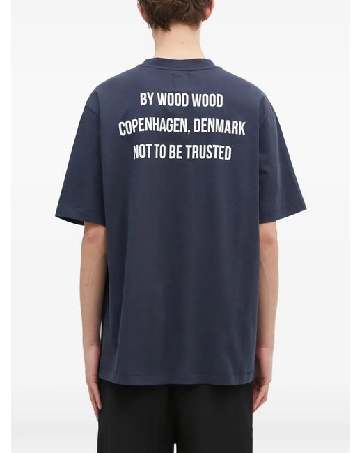 WOOD WOOD Blue Asa Logo T-Shirt for men