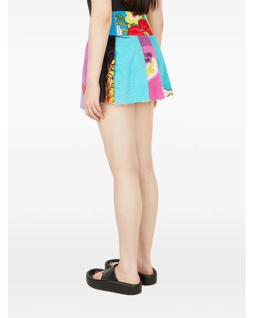 Rave Review Blue Patchwork Mini Skirt