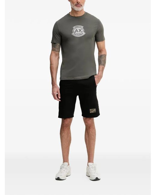 ARMANI EXCHANGE Green Logo-Print Crew-Neck T-Shirt for men