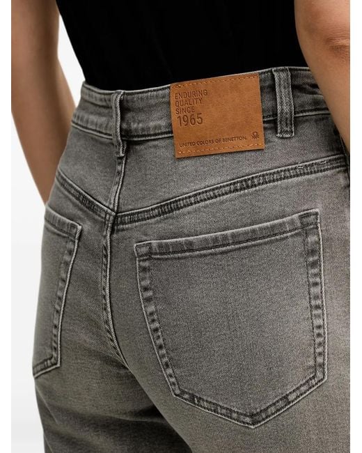 Benetton Gray High-Waisted Wide-Leg Jeans