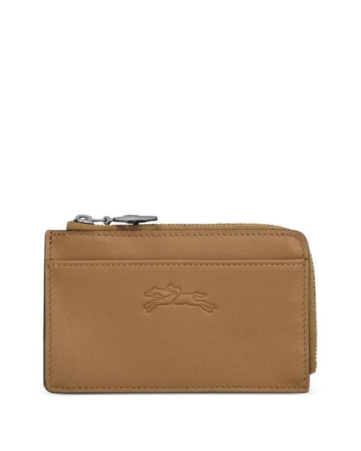 Longchamp Brown Le Pliage Zippered Leather Cardholder