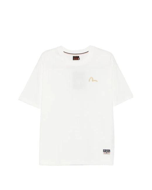 Evisu White Logo-Embroidered T-Shirt for men