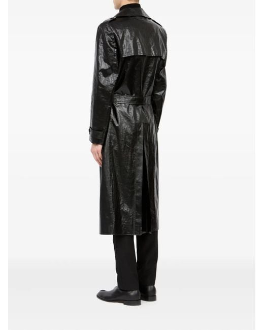 MM6 by Maison Margiela Black Double-Breasted Trench Coat for men