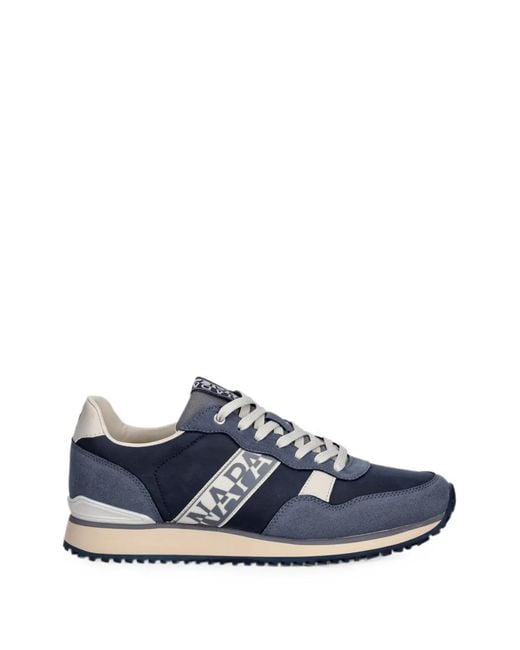 Napapijri Blue Cosmos Logo-Print Panelled Sneakers for men