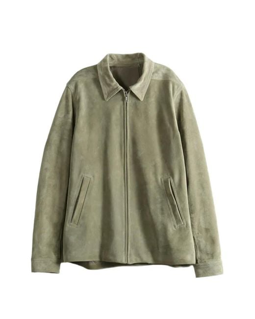 Rick Owens Green Suede Zip-Up Jacket for men