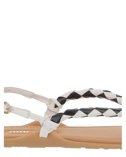 Miu Miu White Two-Tone Sandals