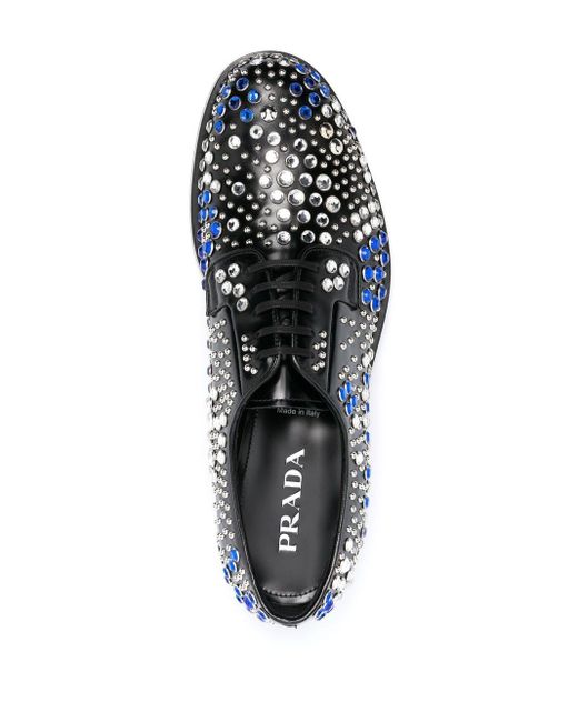 Prada Crystal-embellished Derby Shoes in Black for Men | Lyst UK