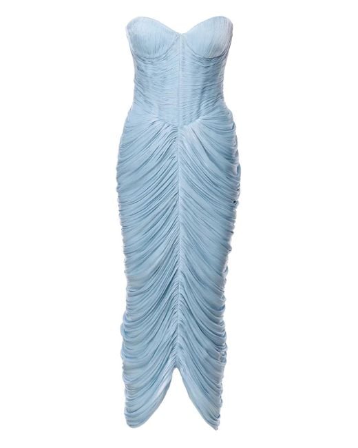 Ana Radu Blue Rochie Strapless Midi Dress