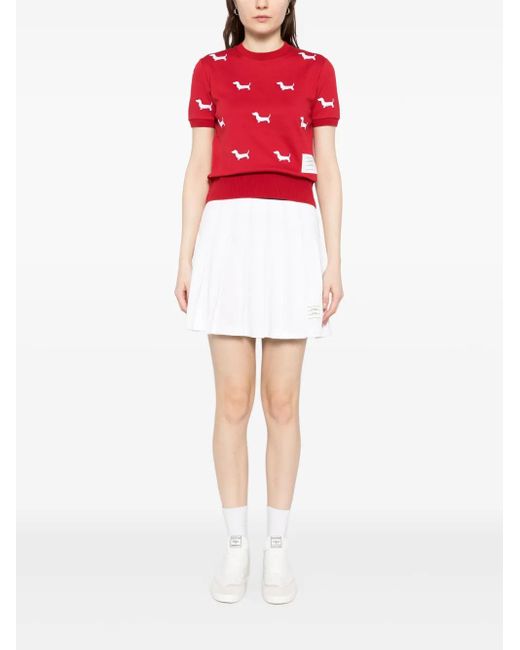 Thom Browne Red Short-Sleeve Rib-Cuff Tee