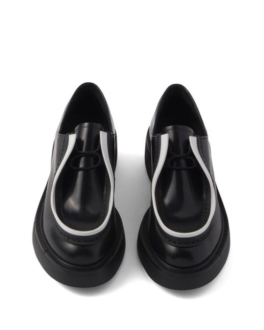 Prada Black Contrast-trim Leather Lace-up Shoes