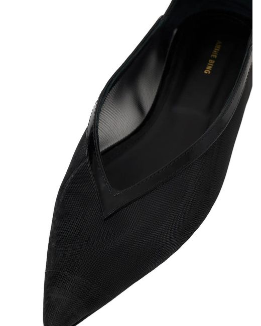 Anine Bing Black Aneka Mesh Ballet Flats