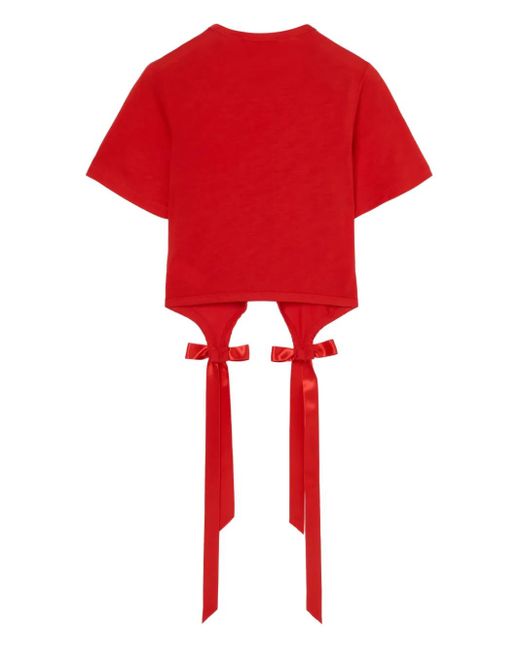 Simone Rocha Red Easy Bow-Detail Short-Sleeve T-Shirt