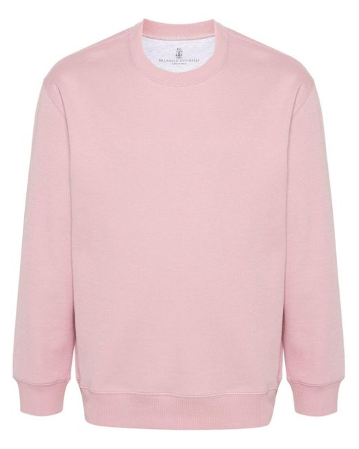 Brunello Cucinelli Katoenen Jersey Sweater in het Pink voor heren