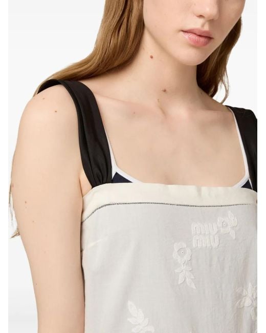 Miu Miu White Embroidered Midi Dress