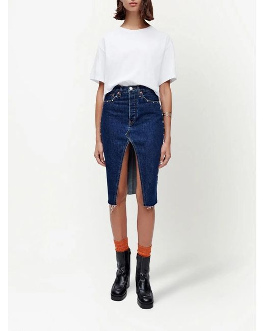 Re/done White Cropped Short-Sleeved T-Shirt