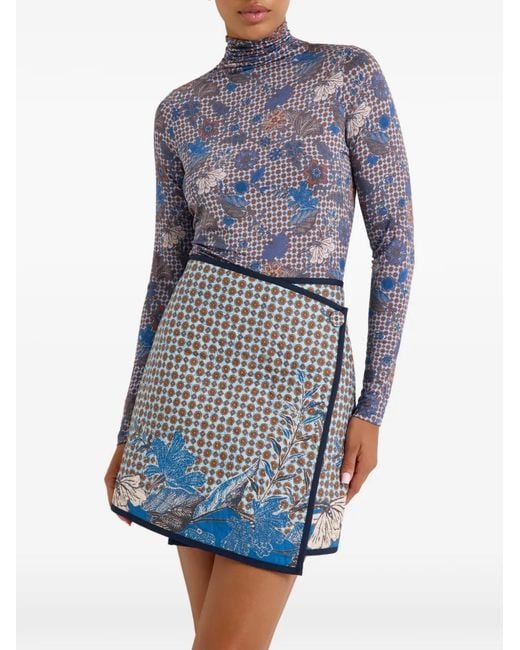 Marie Oliver Blue Orca Floral-Print Mini Skirt