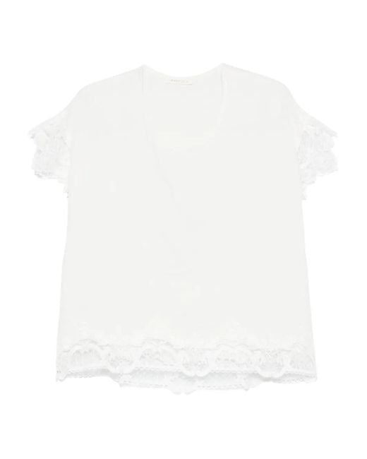 Maurizio Mykonos White Bluse mit Kordelbesatz
