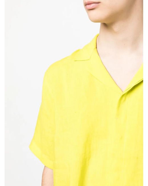 Orlebar Brown Yellow Maitan Linen Short-Sleeve Shirt for men