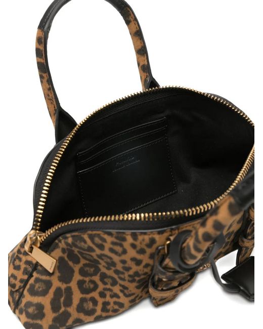 Pinko Brown Leopard-Print Tote Bag