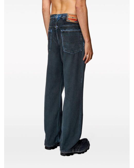 DIESEL Katoenen Straight Jeans Met Logopatch in het Blue voor heren