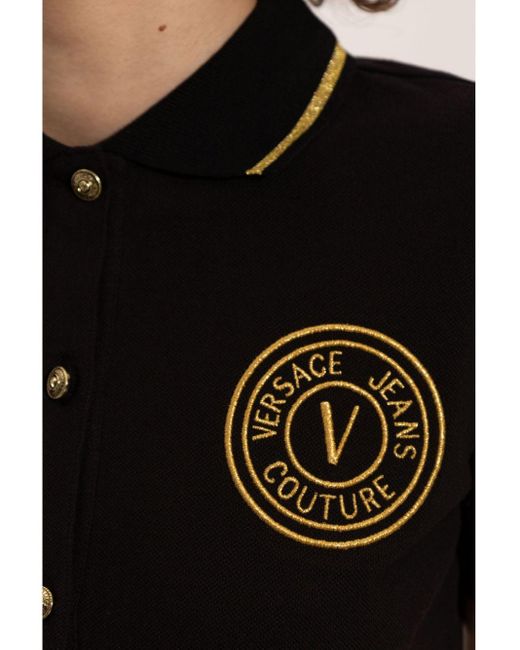 Versace Jeans Couture Black Embroidered-Logo Dress