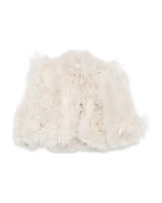 Elie Saab Natural Feather-Trimmed Jacket