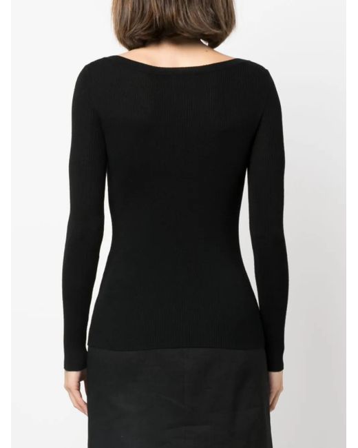 P.A.R.O.S.H. Black V-Neck Wool Sweatshirt