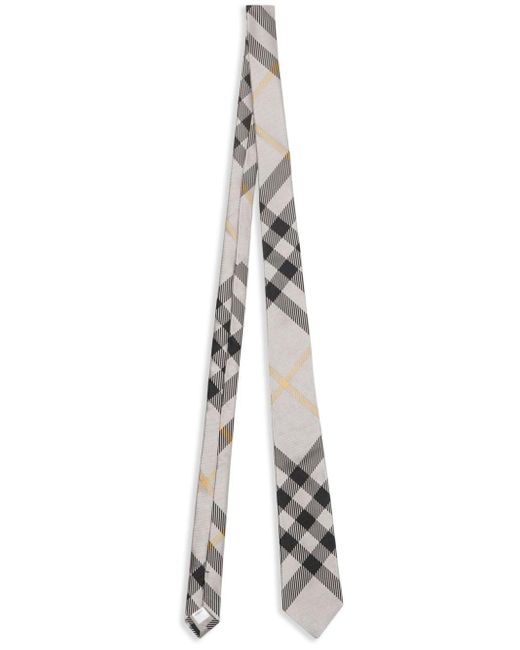 Burberry Gray Checkered Silk Tie for men