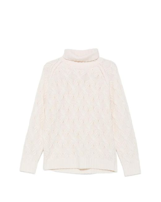 Eleventy White Cable-Knit Roll-Neck Sweater for men