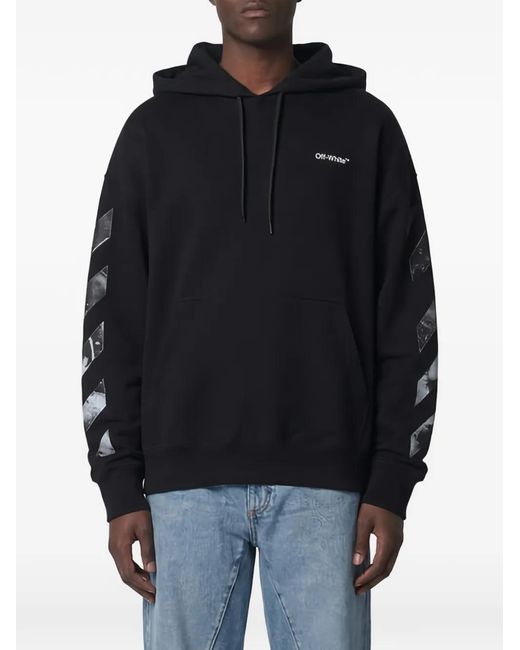 Off-White c/o Virgil Abloh Black Logo-Print Long-Sleeve Hoodie for men