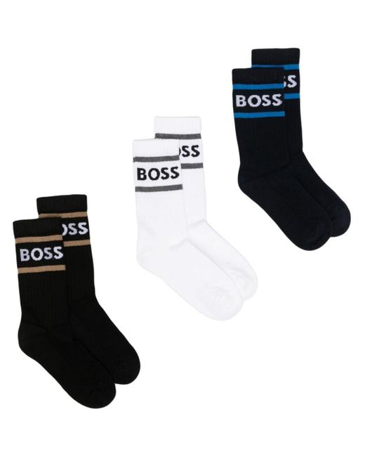 BOSS by HUGO BOSS 3er-Pack gerippte Intarsien-Socken in Schwarz für Herren  | Lyst DE