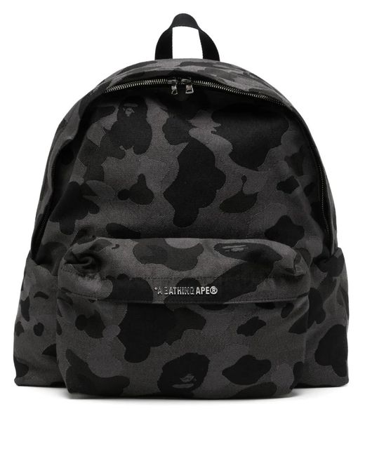 A Bathing Ape Black Abc Camo Print Backpack for men