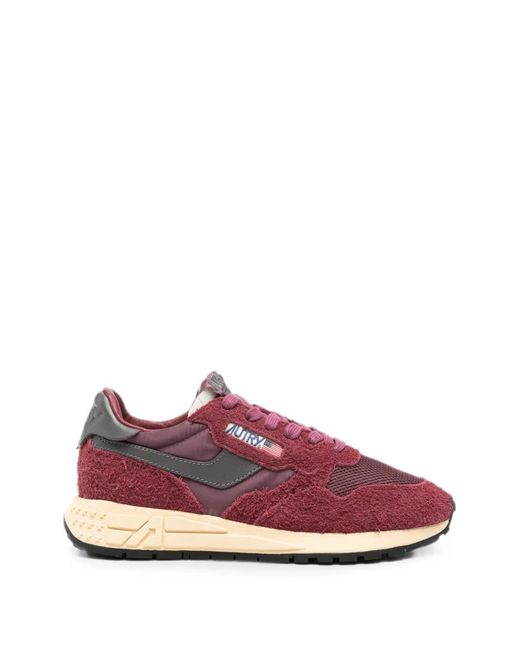 Autry Pink Reelwind Suede-Panelled Logo-Patch Sneakers