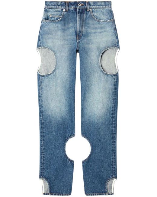 Off-White c/o Virgil Abloh Blue Meteor Cut-out Straight-leg Jeans